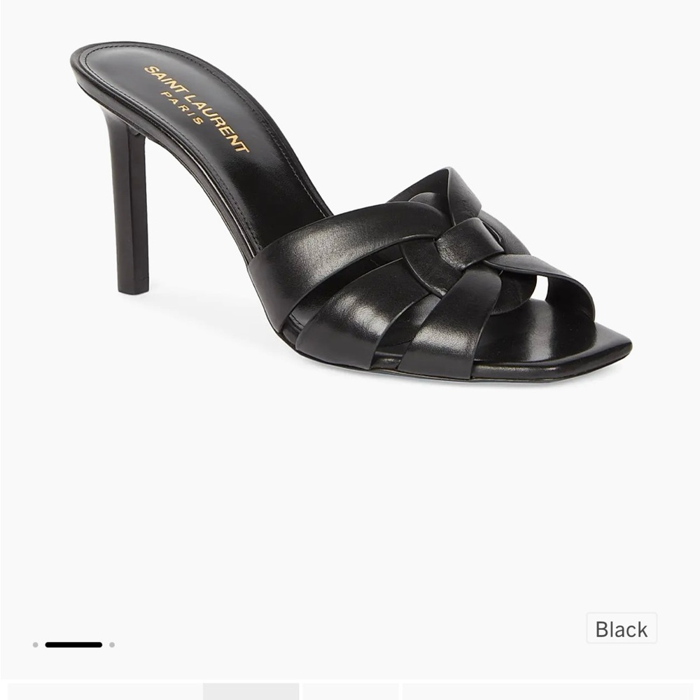 Saint Laurent Black Leather Mules